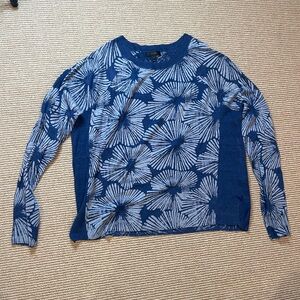 J. Crew Blue and Light Blue Floral Sweater
